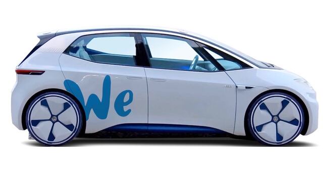 Un vehículo eléctrico con el logotipo de la plataforma 'WE'.