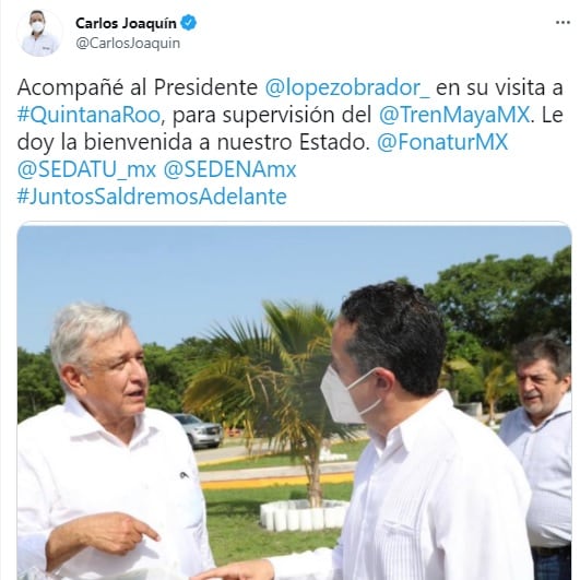 Tuit de Carlos Joaquín