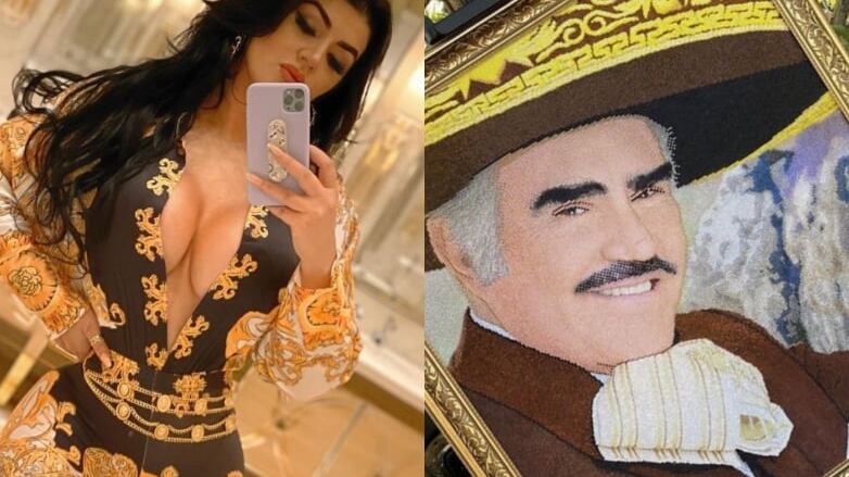 Mariana González, novia de Vicente Fernández Jr., da retrato de Vicente Fernández lleno de brillantes