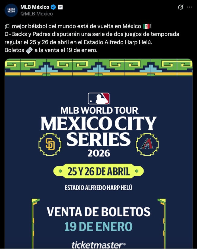 MLB anuncia el México City Series 2026