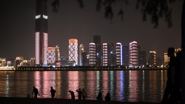 Vista nocturna de Wuhan