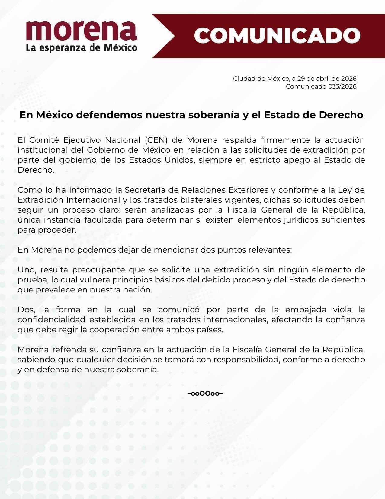 Morena confía en actuar de la FGR en caso Rubén Rocha y funcionarios de Sinaloa