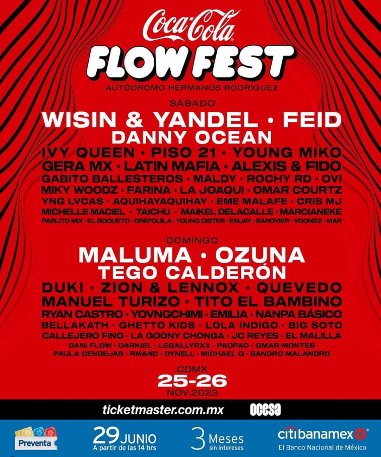 Cartel completo del Coca Cola Flow Fest 2023