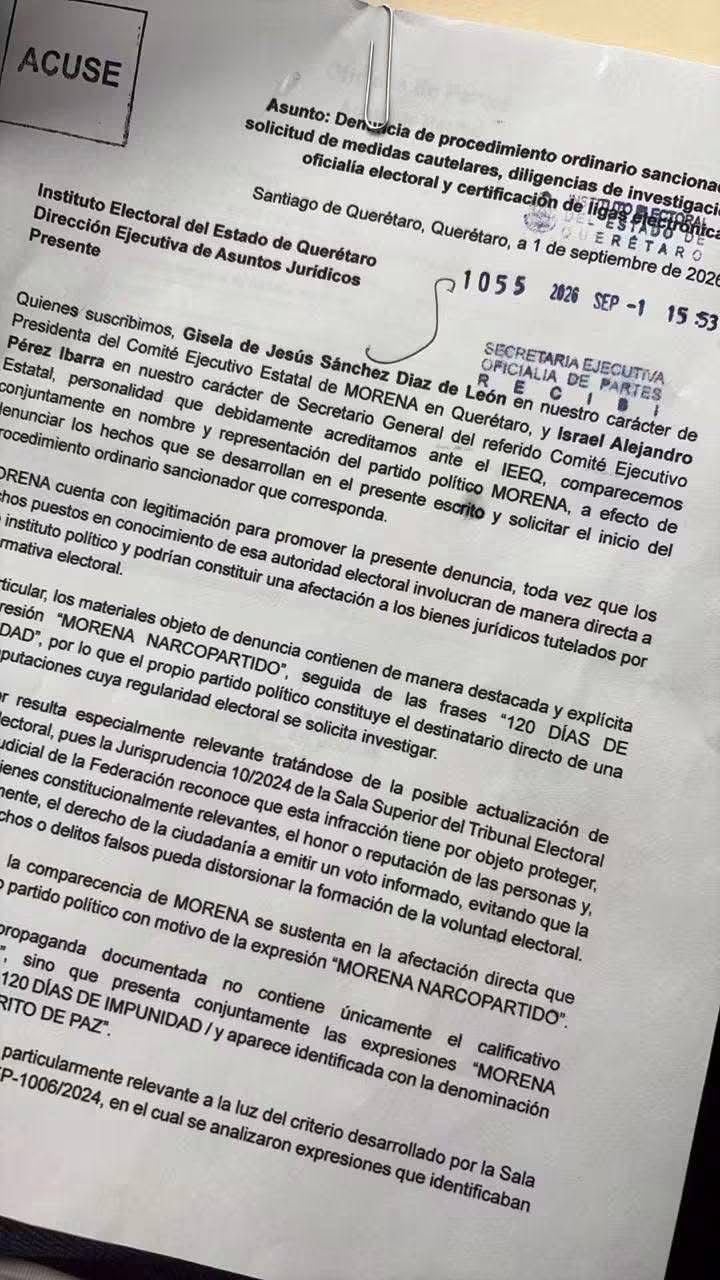 Santiago Nieto presenta queja ante el IEEQ