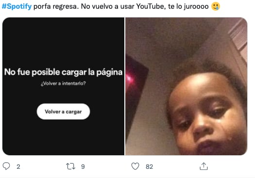 Memes de la caída de Spotify