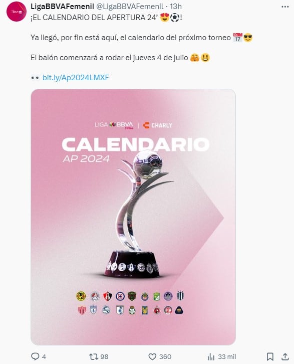 Liga MX Femenil anuncia calendario para el Apertura 2024
