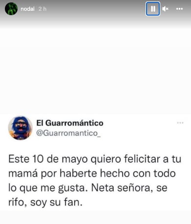 Christian Nodal felicita a madre de su crush