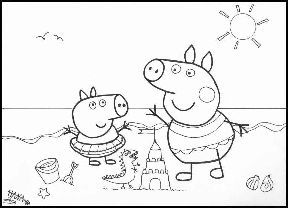 Dibujos de George, el hermano de Peppa Pig con temática de playa: 7 plantillas bonitas para imprimir y colorear