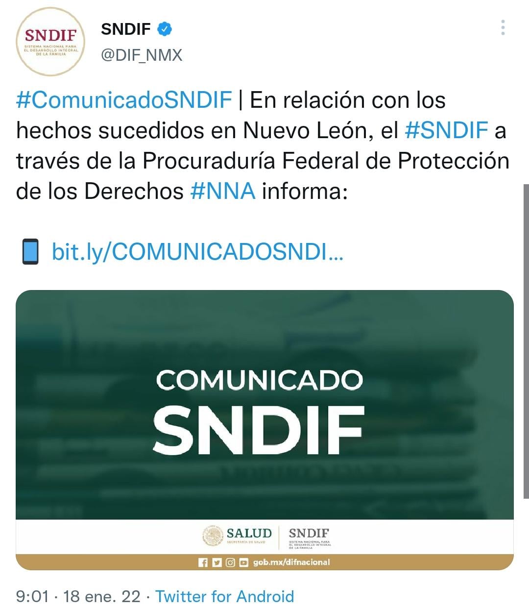 Comunicado del DIF nacional