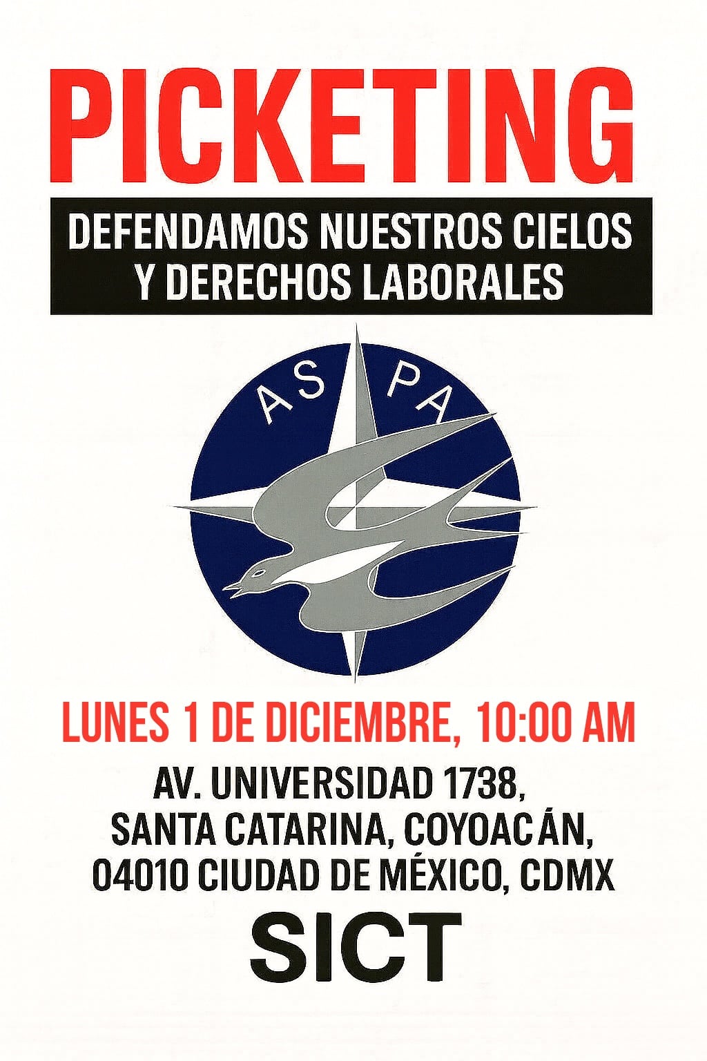 ASPA convoca a protesta el 1 de diciembre