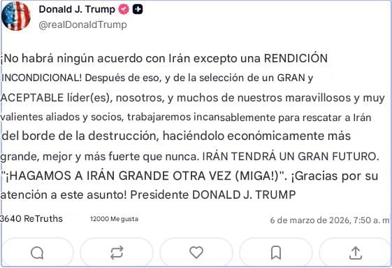 Donald Trump no detendrá ataques contra Irán.