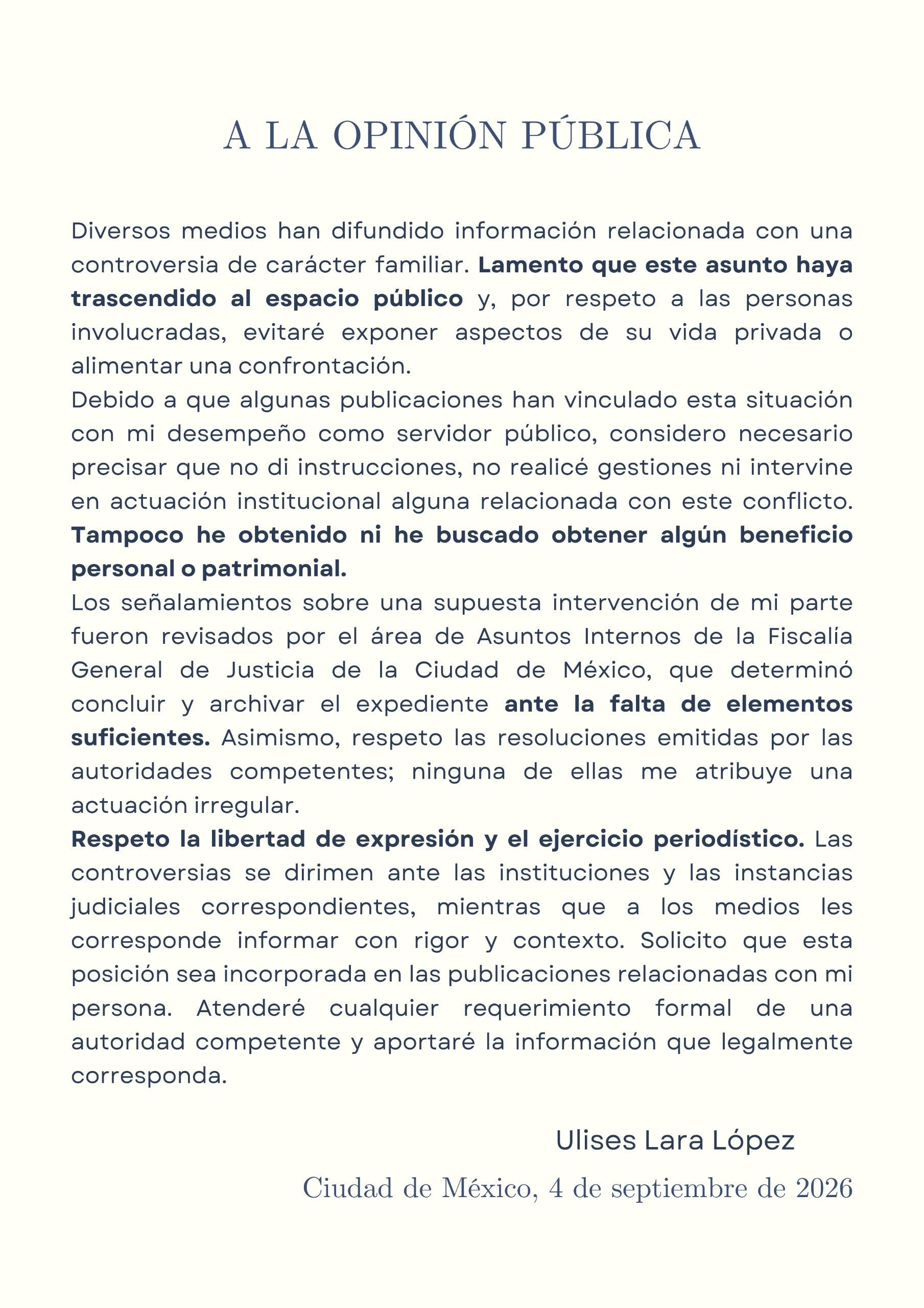 Ulises Lara rompe el silencio sobre acusaciones de su hermana por presunto despojo