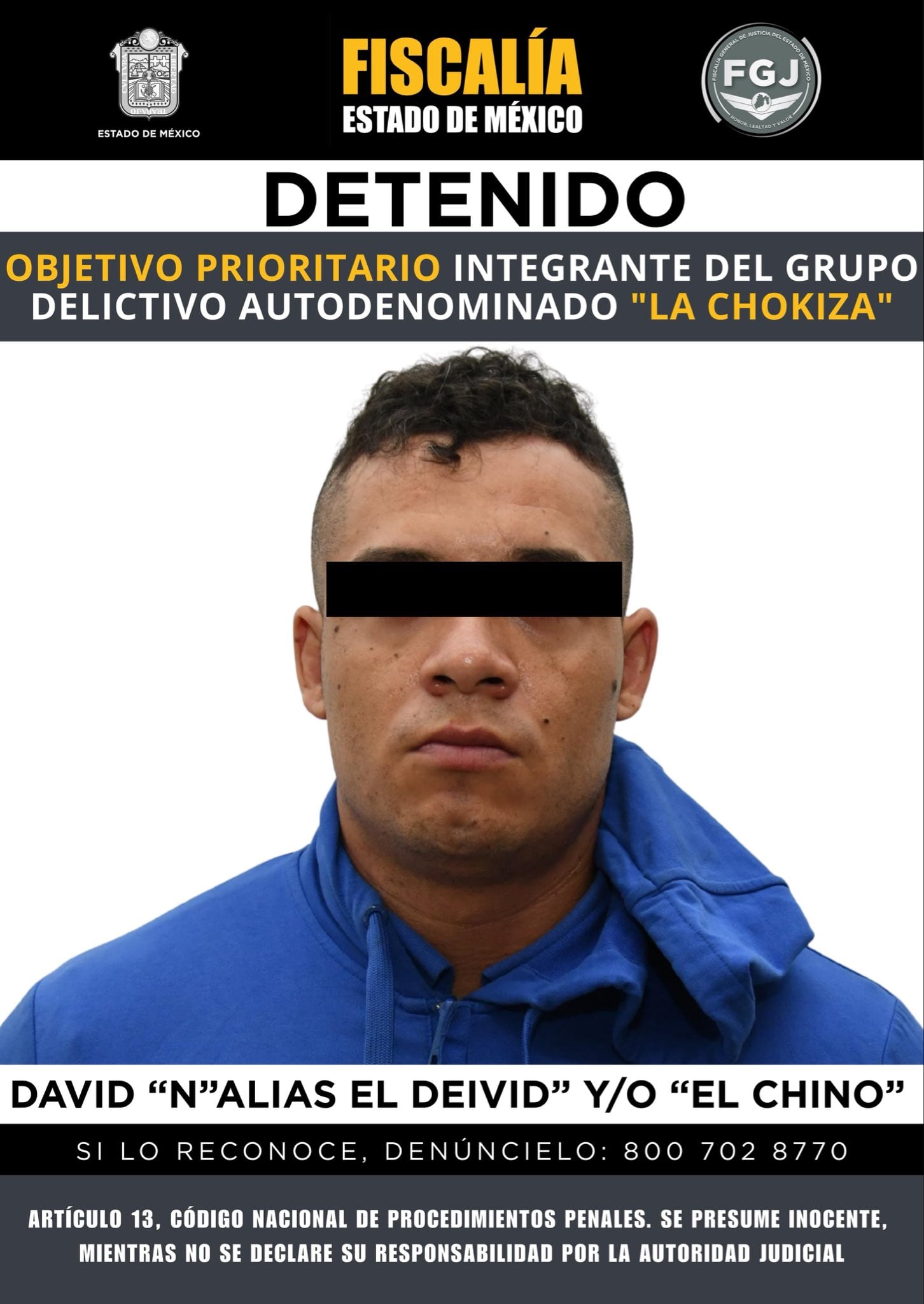 Detienen a “El Deivid” en el AICM; objetivo prioritario ligado a La Chokiza