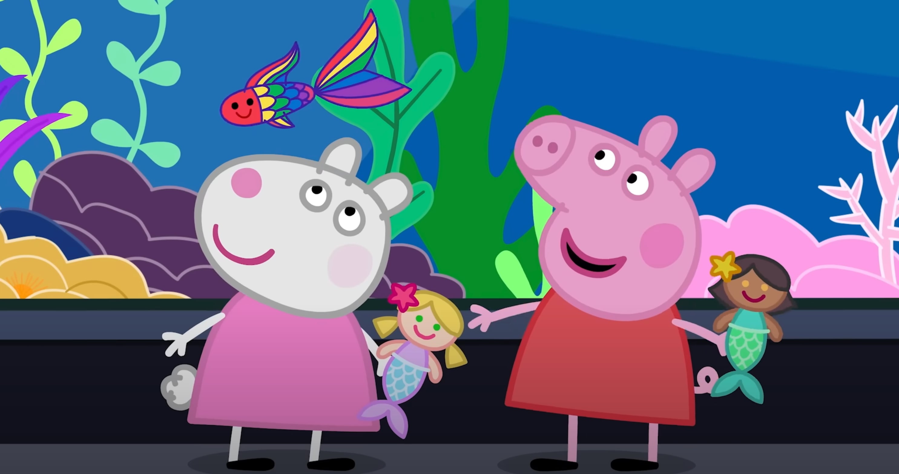 Peppa Pig es una sirena mágica con Suzy Oveja
