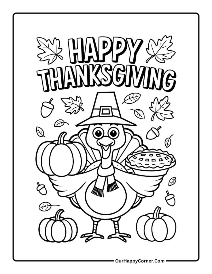 Dibujos de Día de Acción de Gracias para colorear: 10 plantillas bonitas del Thanksgiving Day