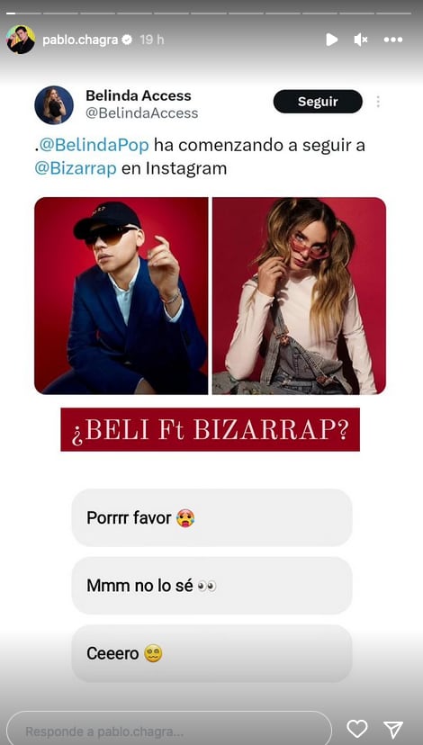 ¿Belinda es con quien Bizarrap colaborará?