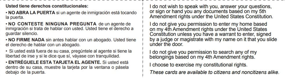 Tarjetas rojas para migrantes en Estados Unidos