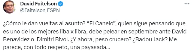 David Faitelson critica al Canelo
