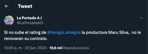 Maru Silva podría perder su contrato con Venga la Alegría por bajo rating