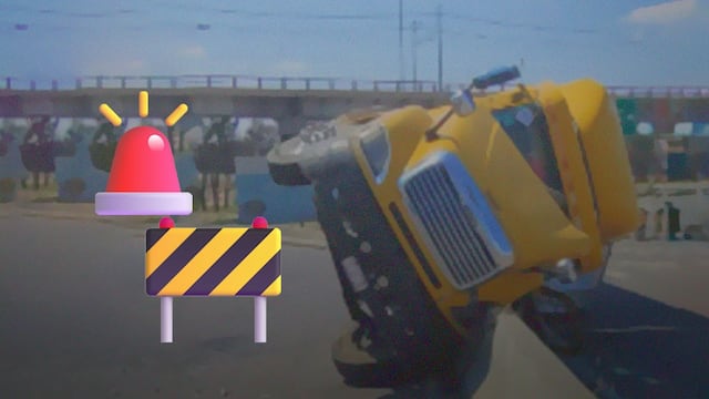 Tráiler vuelca en puente La Concordia