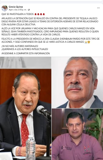 García Harfuch reafirma compromiso con Grecia Quiroz a dar seguimiento al caso Carlos Manzo