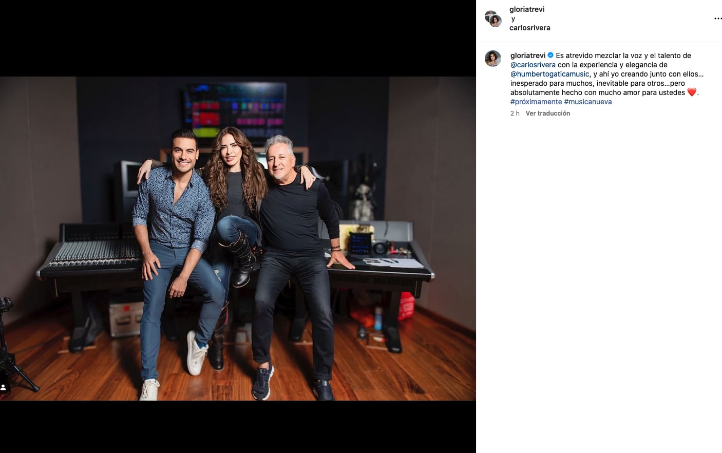 Gloria Trevi anuncia colaboración con Carlos Rivera y Humberto Gática.