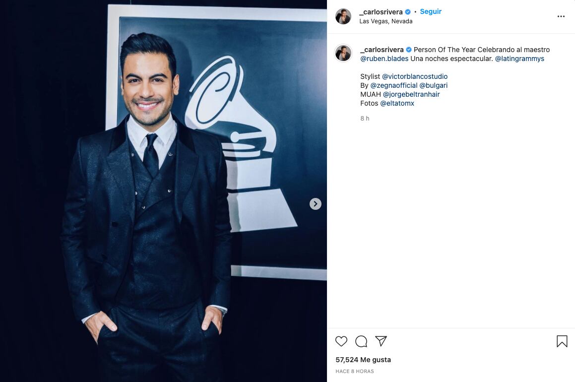 Carlos Rivera en los Latin Grammy