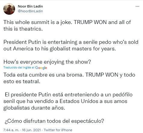 Tuit de Noor Bin Ladin