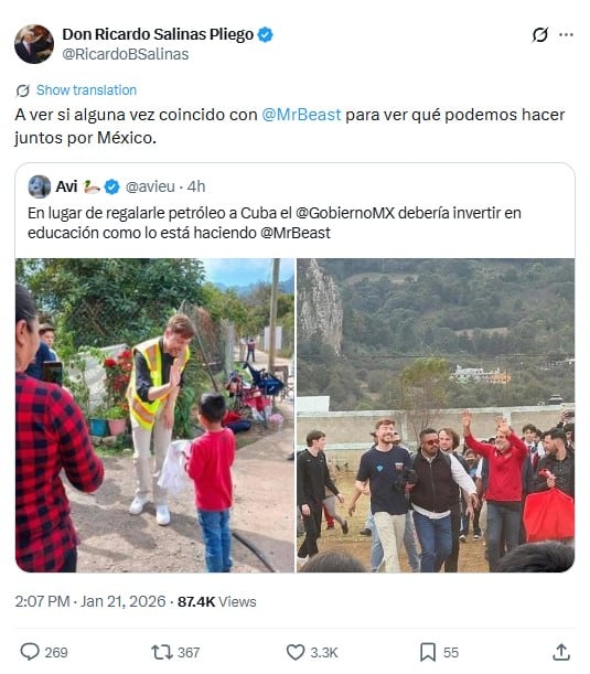 Salinas Pliego colaboración MrBeast