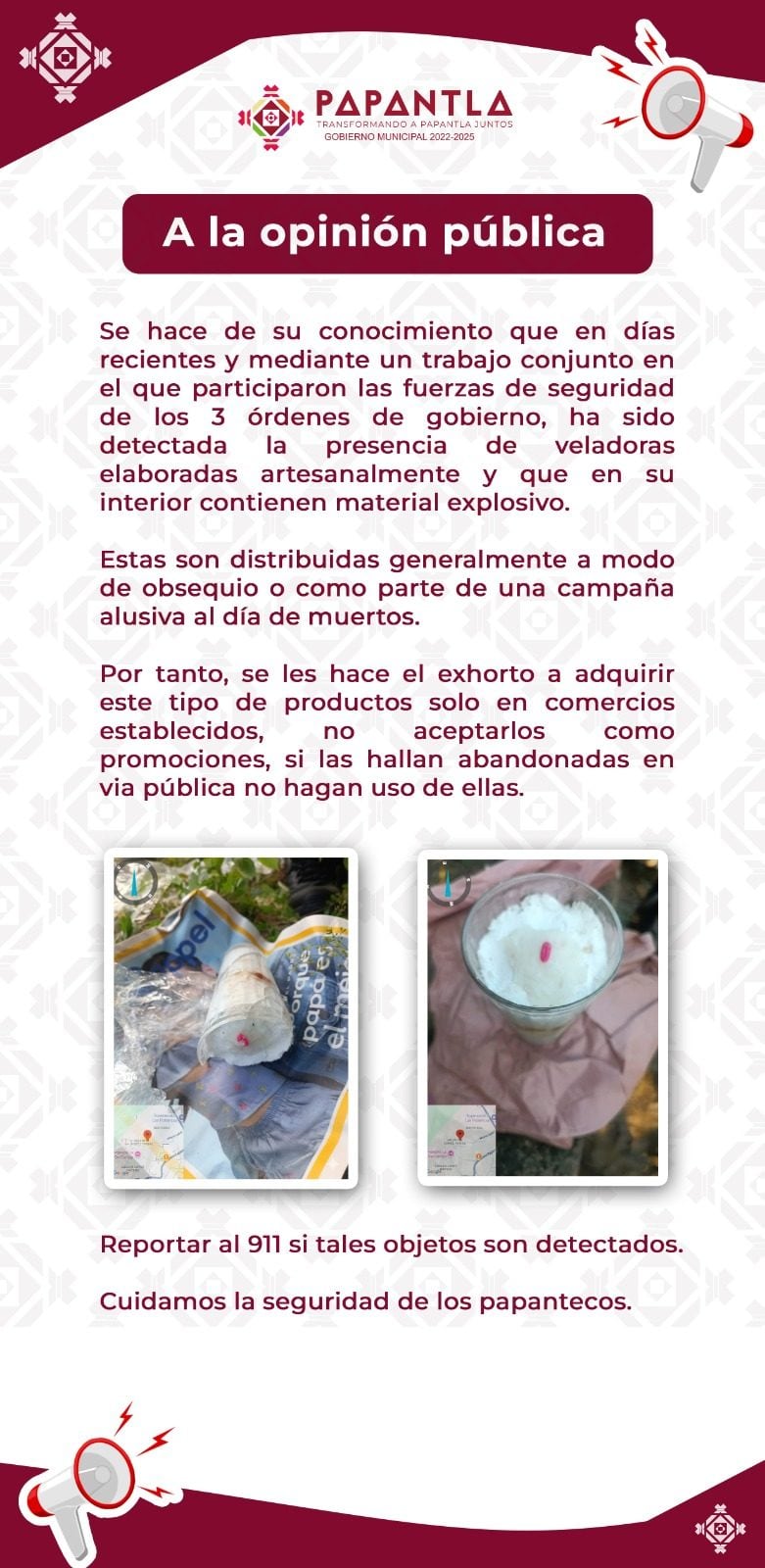 Papantla bajo alerta por veladoras explosivas