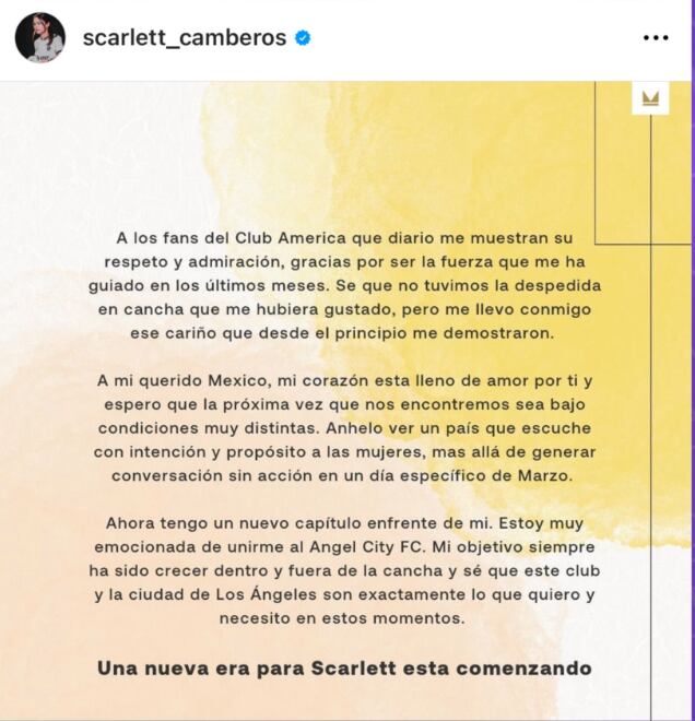 Mensaje de Scarlett Camberos