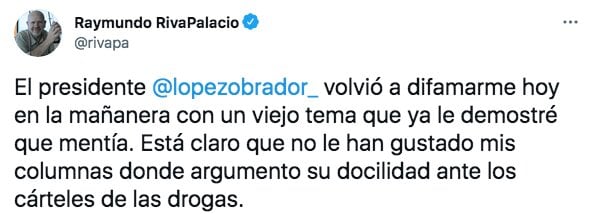 Tuit de Raymundo Riva Palacio