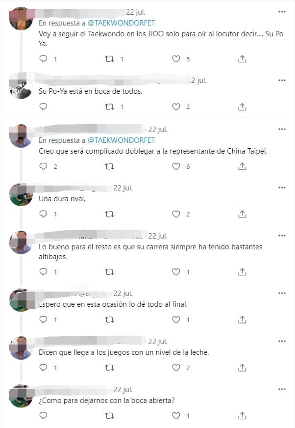Comentarios sobre la taekwondista Su Po-Ya