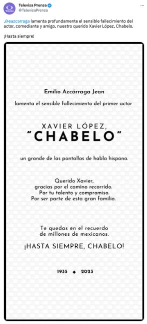 Emilio Azcárraga Jean se despide de Chabelo