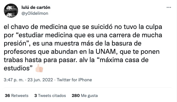 Critican a la UNAM tras muerte de estudiante de Facultad de Medicina