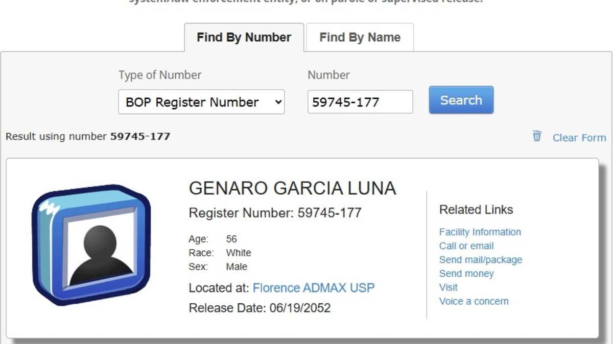 Genaro García Luna fue trasladado a la prisión ADX Florence donde también se encuentra El Chapo Guzmán