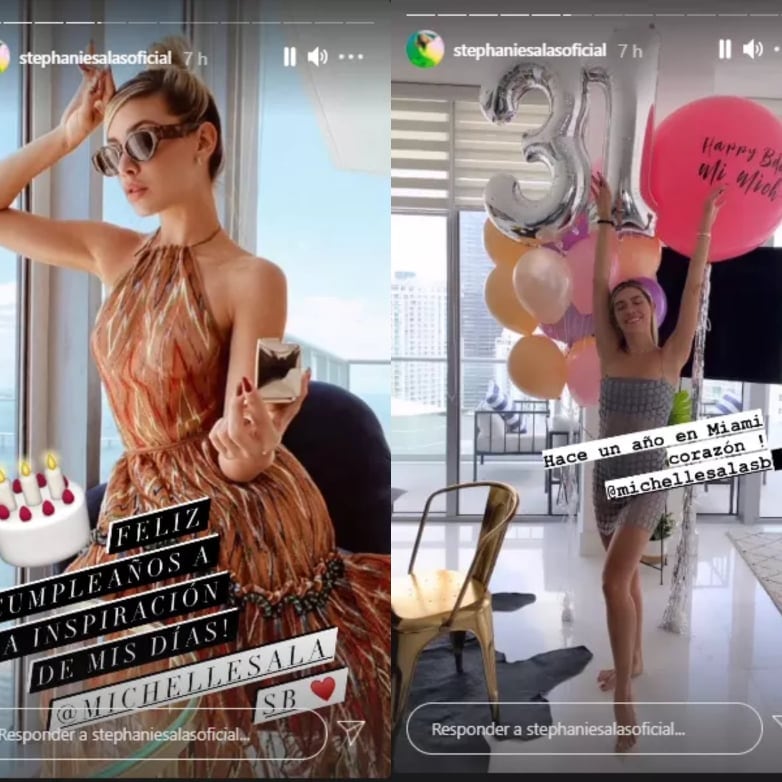 Stories de Stephanie Salas por el cumpleaños 32 de Michelle Salas.