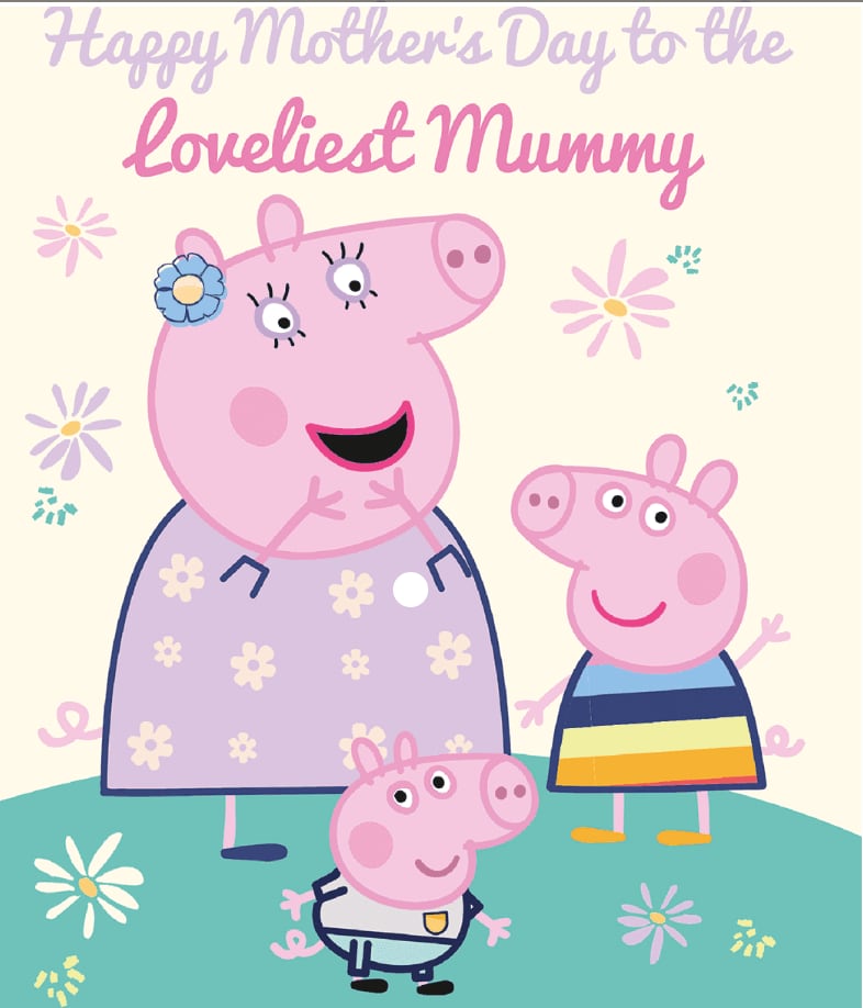 Tarjeta de Mamá Cerdita con Peppa y George para el Día de las Madres