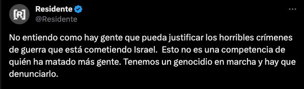 Residente arremete contra Israel por ataques a Palestina