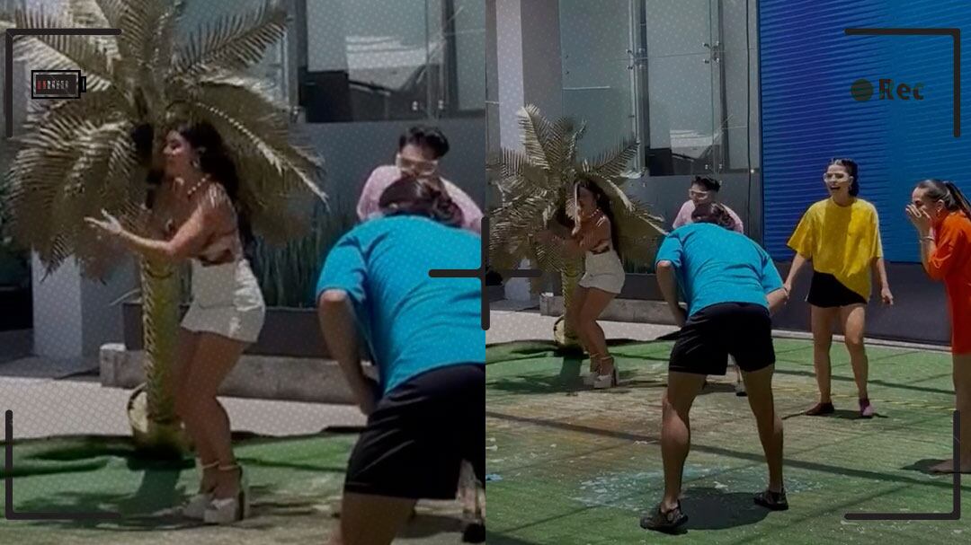 VIDEO: Ferka sufre accidente en Venga la Alegría por culpa de una palmera mal puesta