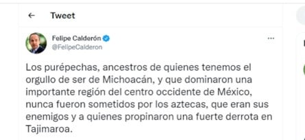 Felipe Calderón se siente descendiente de purépechas