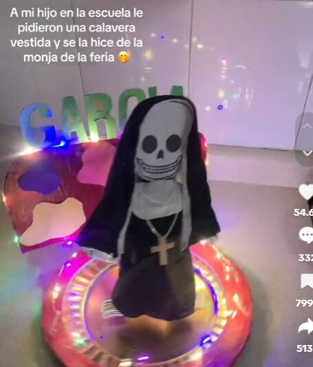 Calavera vestida de monja de la feria