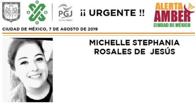 Michelle Stephania Rosales de Jesús Alerta Amber