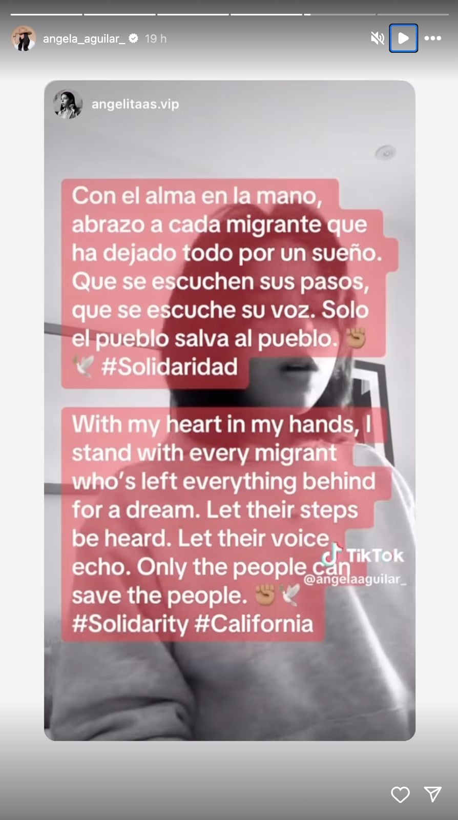 Ángela Aguilar quiere ayudar a migrantes en Estados Unidos