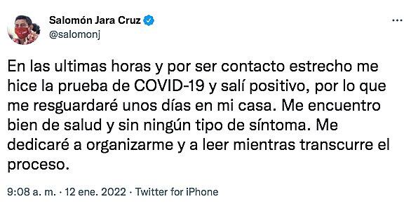 Tuit de Salomón Jara