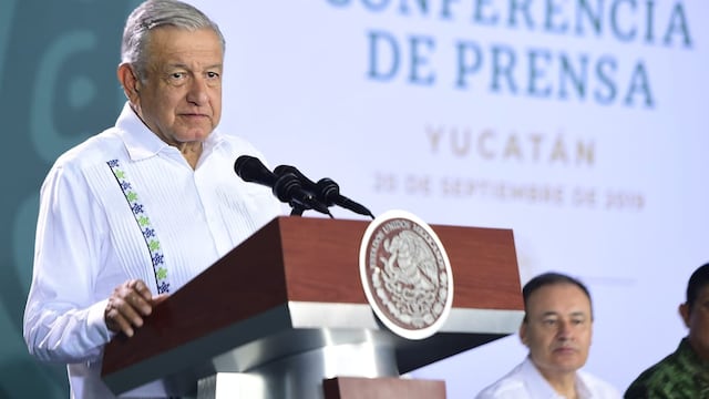 AMLO en conferencia de prensa en Mérida, Yucatán