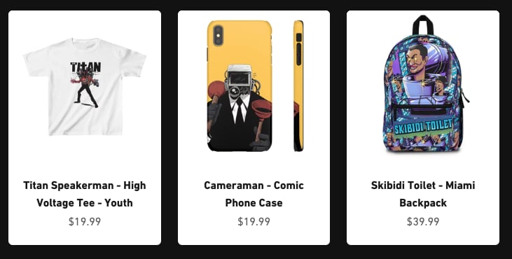 Mercancía de Skibidi Toilet