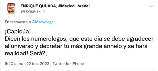 Tuit de respuesta a Margarita Zavala