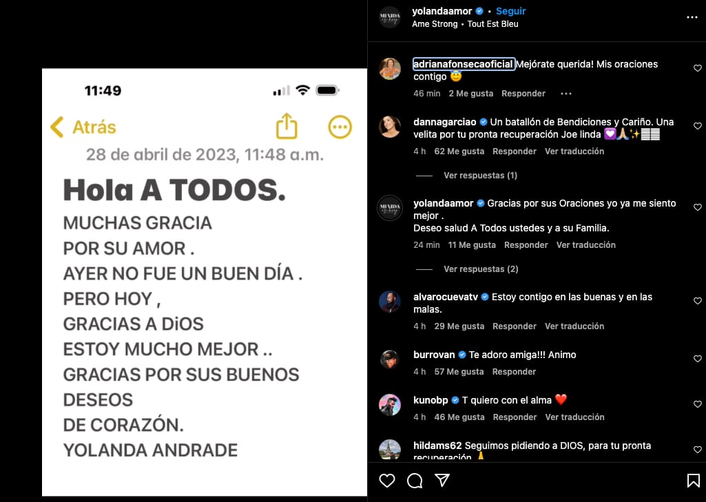 Yolanda Andrade asegura que se encuentra mejor de salud