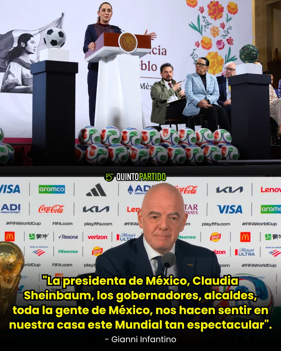 El mensaje de Gianni Infantino a Sheinbaum antes de la inauguración del Mundial.